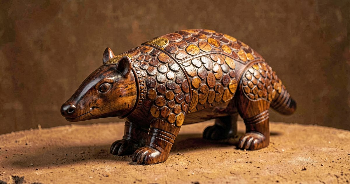 Carved African wooden pangolin sculpture - pangolins in art and literature