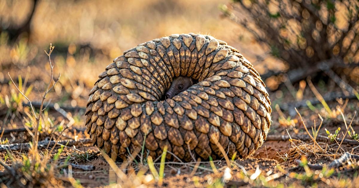 Pangolin showing its powerful curved claws used for digging and defence